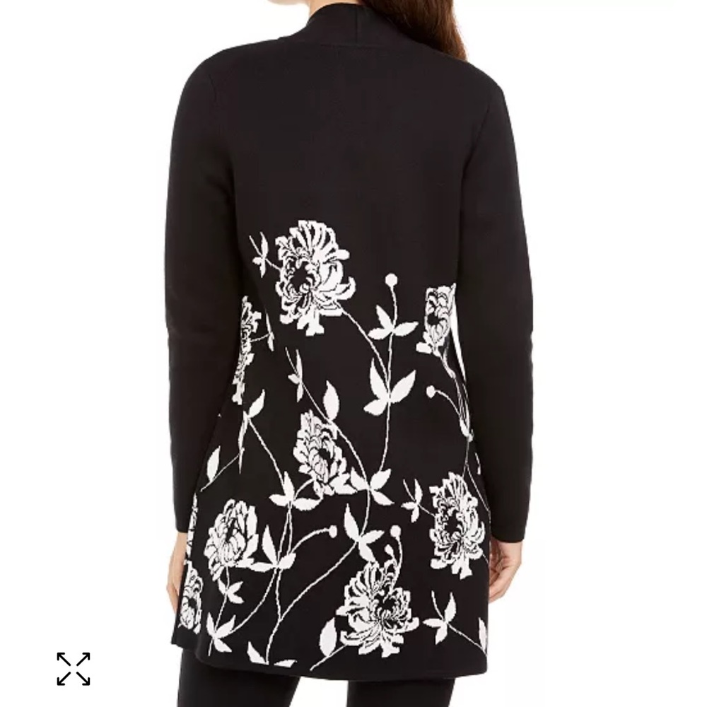 ALFANI Arched Garden Cardigan Black Petite Small PS SP $80 NWOT - Picture 2 of 11